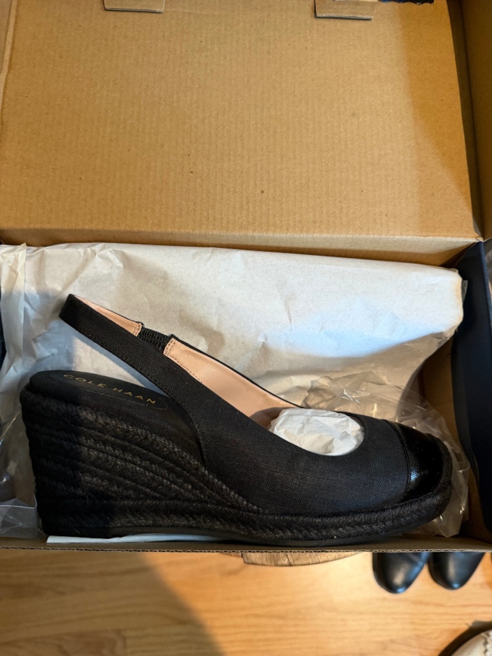 Cole Haan Black Wedge Slingback